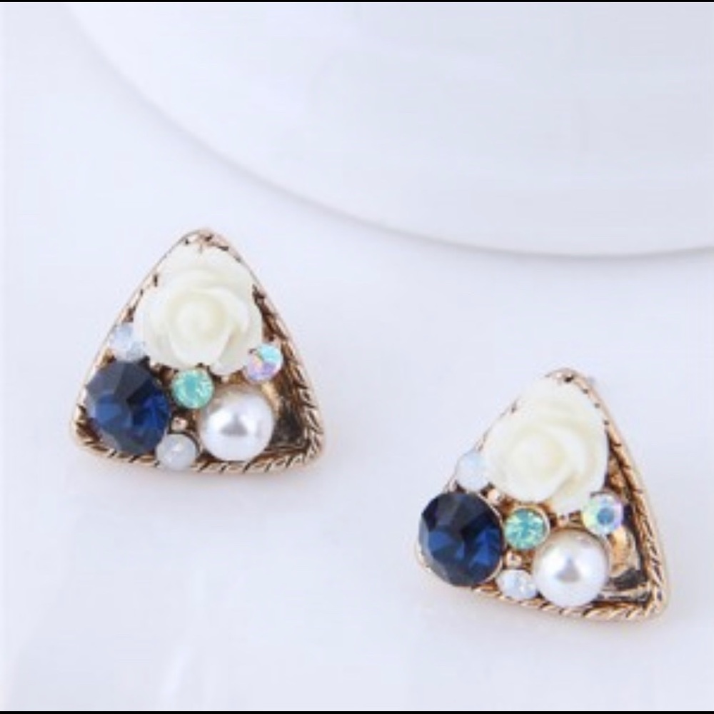 Bermuda Flower Triangle Statement Earrings